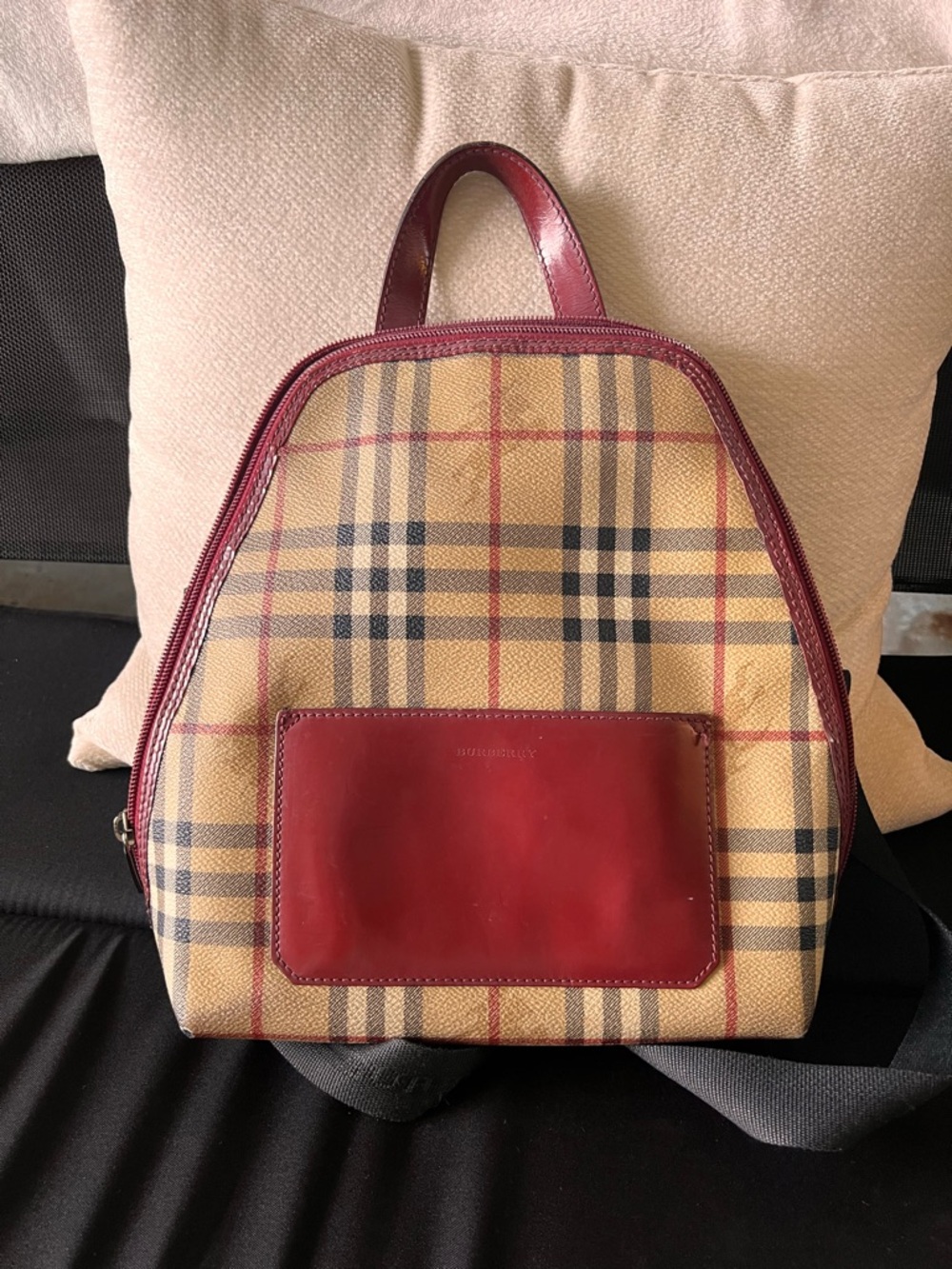 Burberry Tan Check Canvas Backpack